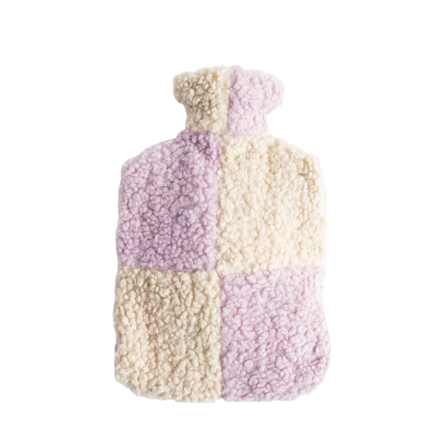 Lilac/Cream Check Borg Hot Water bottle - Caroline Gardner
