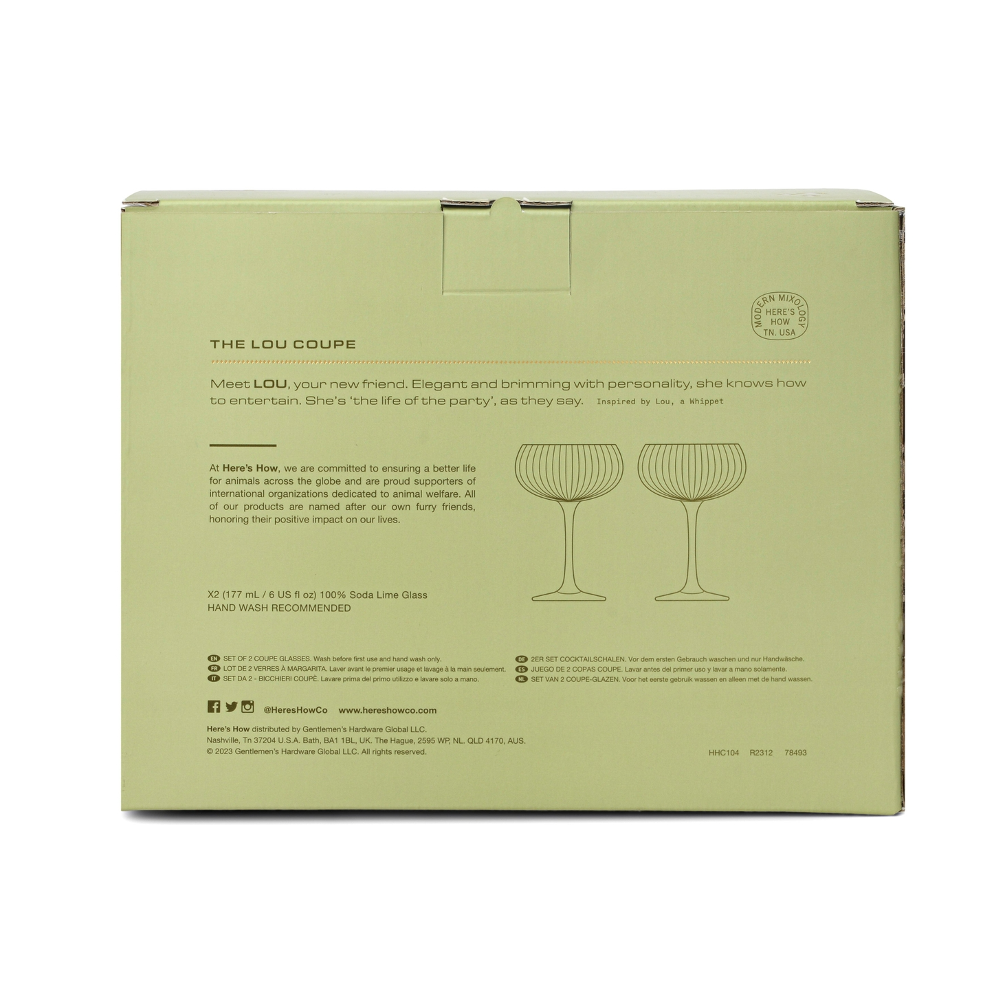 Lou Coupe Olive Glasses - Designworks Ink