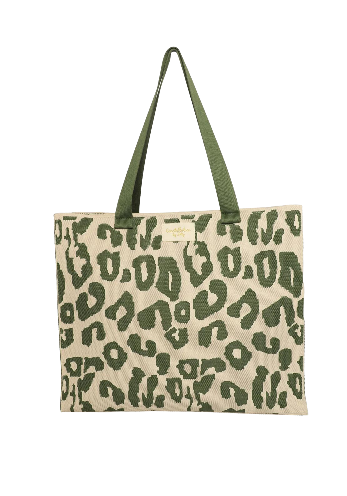 Cream & Green Leopard Print Tote Bag - Zelly