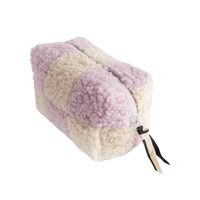 Plush rectangular bag with a gradient of purple to beige on a white background