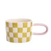 Green Check Ceramic Mug - Caroline Gardner