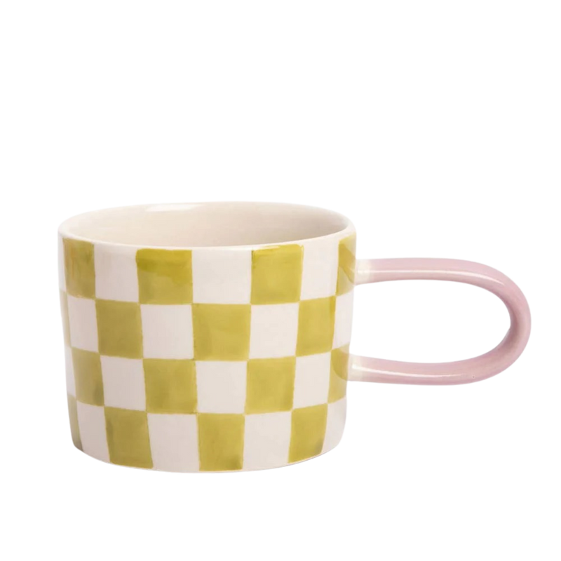 Green Check Ceramic Mug - Caroline Gardner