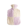 Lilac/Cream Check Borg Hot Water bottle - Caroline Gardner