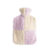 Lilac/Cream Check Borg Hot Water bottle - Caroline Gardner