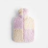 Lilac/Cream Check Borg Hot Water bottle - Caroline Gardner