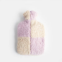 Lilac/Cream Check Borg Hot Water bottle - Caroline Gardner