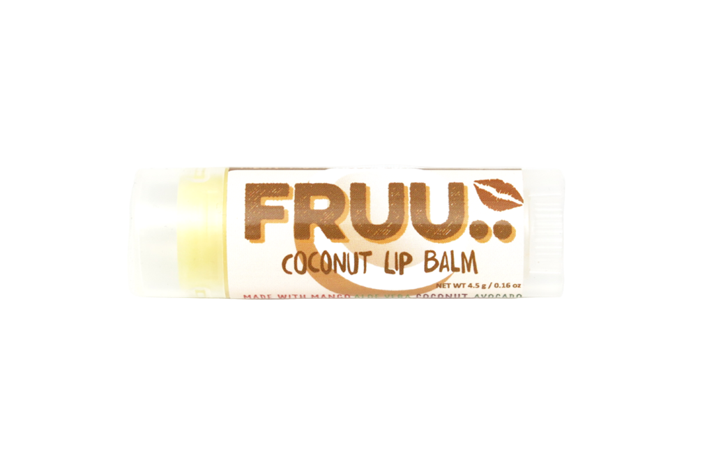 Fruu coconut lip balm on a white background
