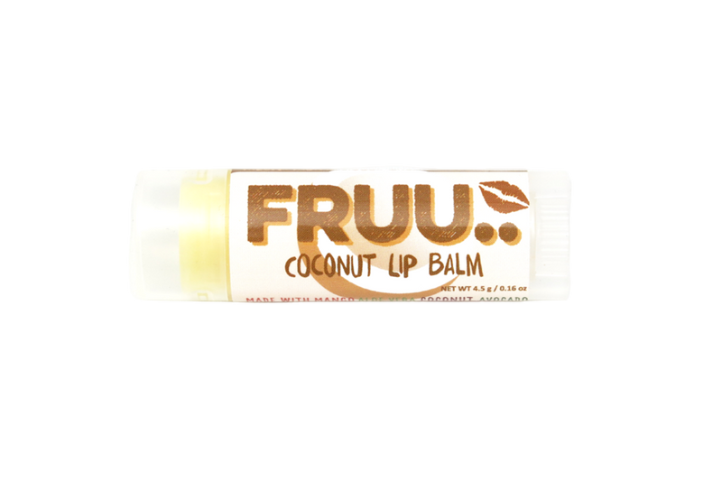 Fruu coconut lip balm on a white background