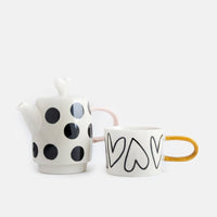 Spot/Heart 'Tea For One' Boxed Teapot & Cup Set - Caroline Gardner