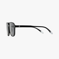 Black sunglasses with a white background