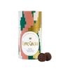 LoveCocoa dark hazelnut truffles packaging with two truffles on a white background