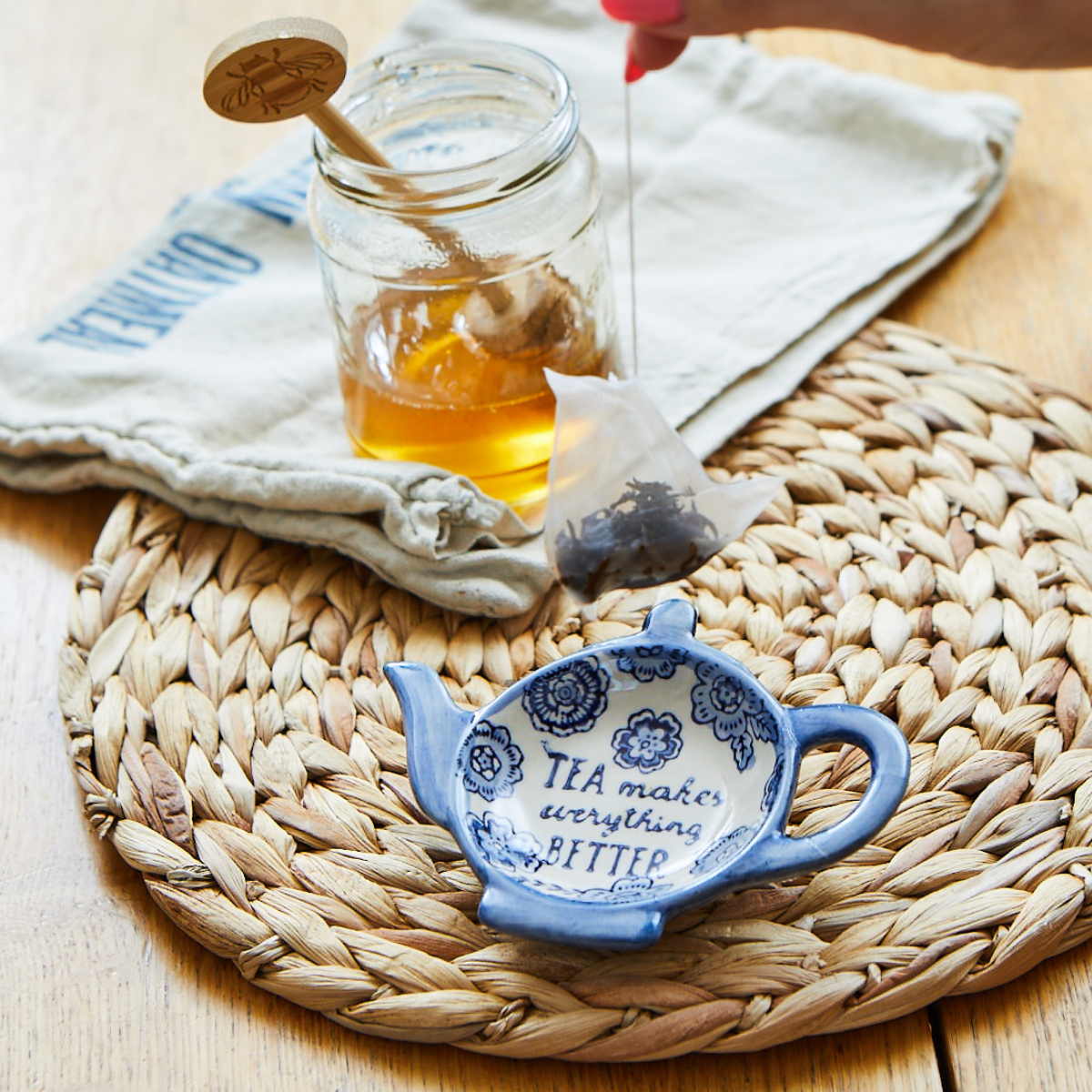 Blue Floral Tea Bag Dish - Sass & Belle
