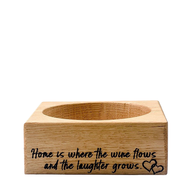 Home is Where The Wine Flows Oak Bottle Coaster - Selbrae House