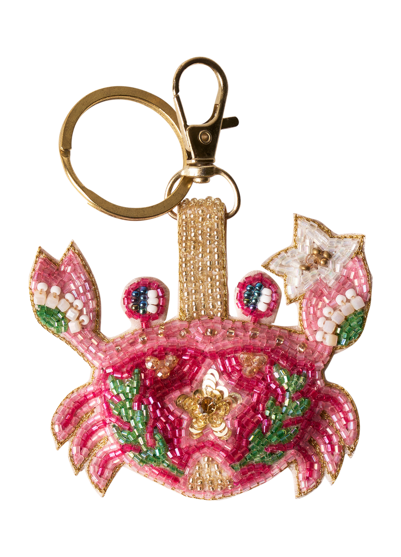 Crab Beaded Keyring - Powder