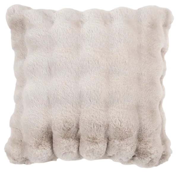 Faux Fur Raffles Bubble Cushion In Beige - Malini