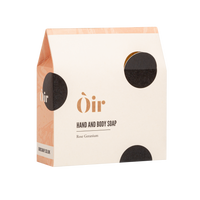 Packaging of Rose Geranium Hand and Body Soap on a white background