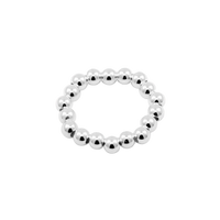 Silver beaded ring on a white background