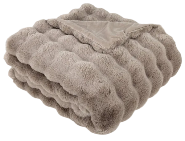 Faux Fur Raffles Bubble Throw In Taupe - Malini