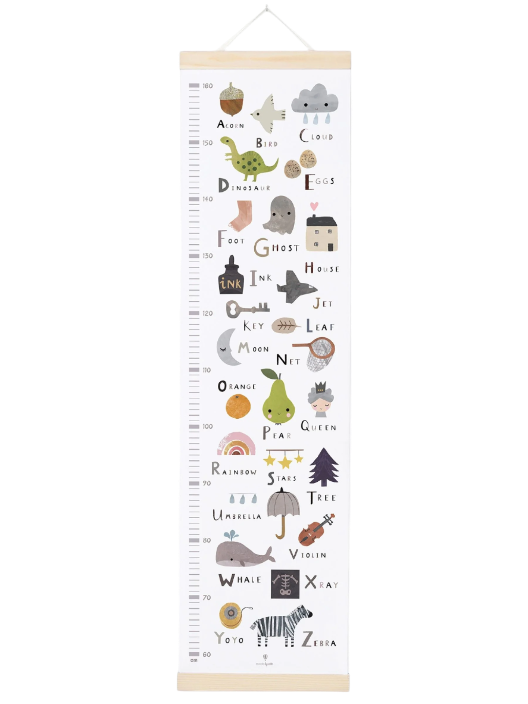 Children's growth chart with illustrations and text on a white background
