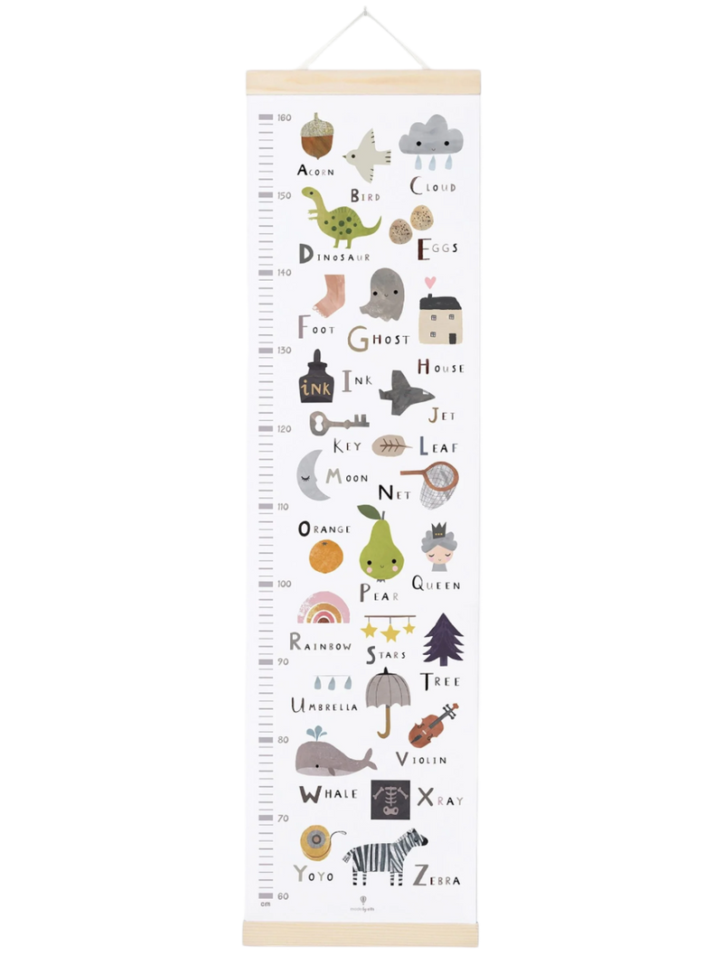 Children's growth chart with illustrations and text on a white background