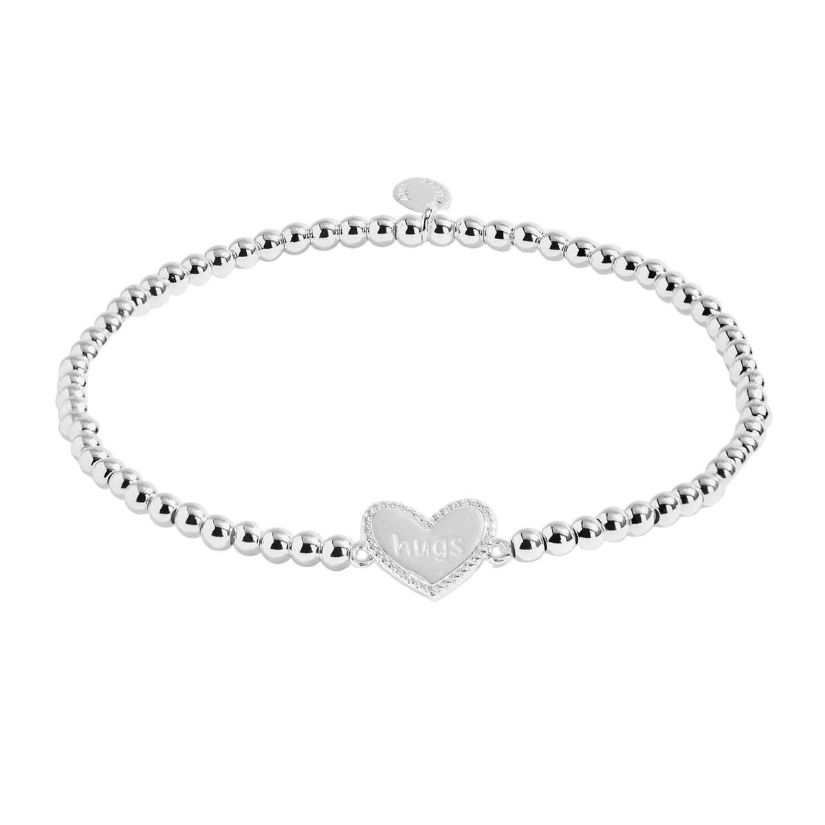 Silver bracelet with a heart-shaped charm on a white background