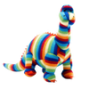 Colorful striped dinosaur toy on a white background