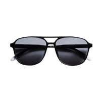 Black sunglasses with dark lenses on a white background