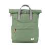 Green roka backpack with gray handles on a white background