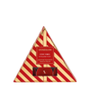 Triangular packaging of Stoneglow Cosy Vibes scented tea lights with red and gold design.