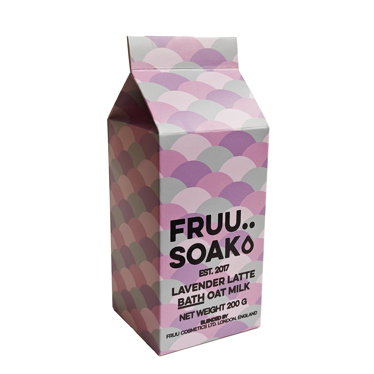 FRUU SOAK packaging with geometric pattern on a white background