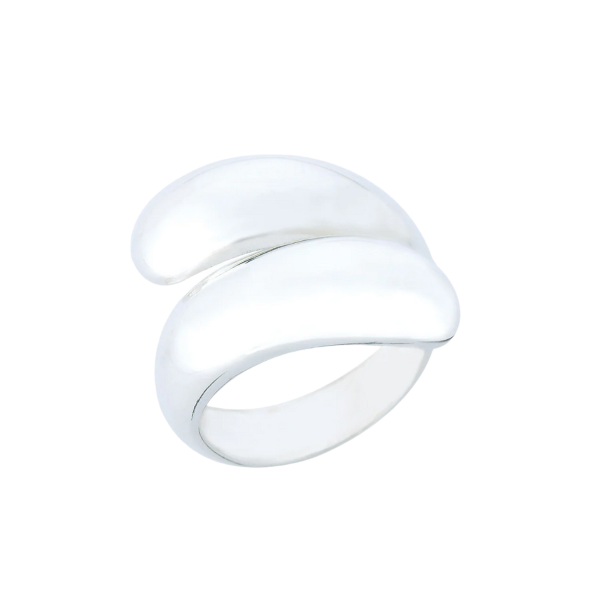 Silver statement 
ring on a white background