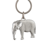 Silver elephant keychain on a gray background