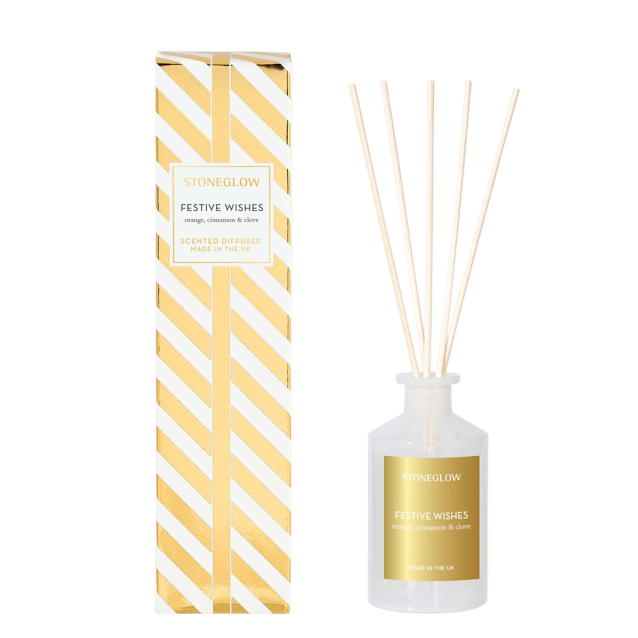 Stoneshine festive wishes diffuser with packaging on a white background