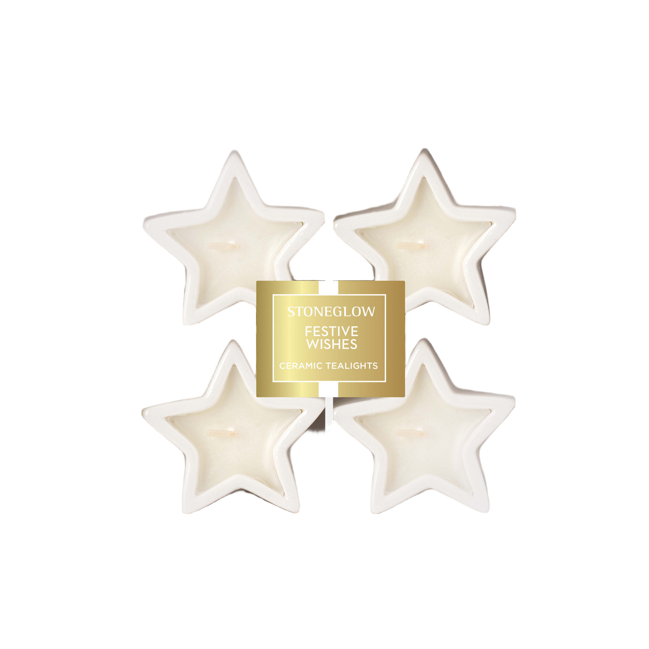 Festive Wishes Ceramic Star Tealights - Stoneglow
