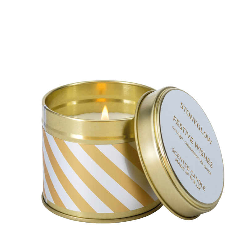 Festive Wishes Tin Candle - Stoneglow