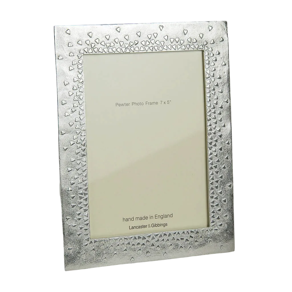 Floating Hearts Pewter Photo Frame 7x5” - Lancaster & Gibbings