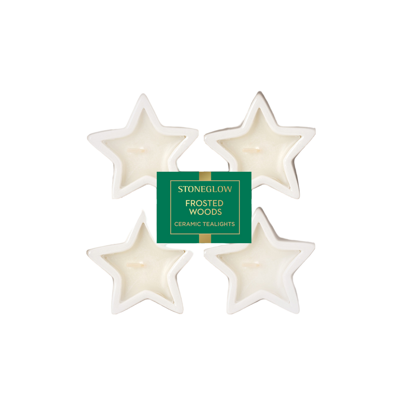 Frosted Woods Ceramic Star Tealights - Stoneglow