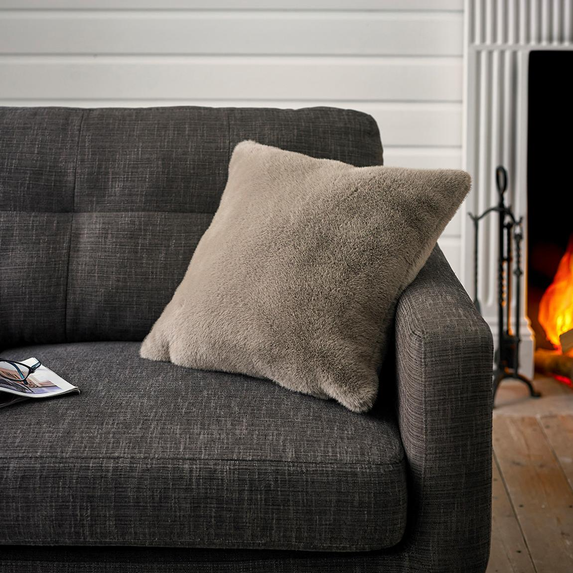 Pair of Ashford Faux Fur Cushions in Fawn - Lyndon Company