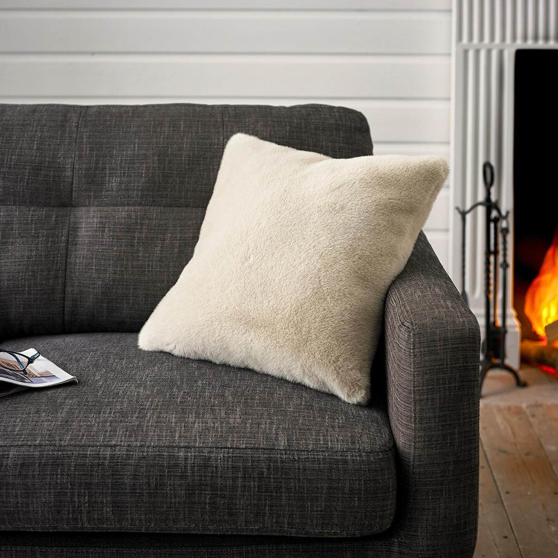 Pair of Ashford Faux Fur Cushions in Natural - Lyndon Company