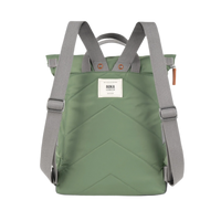 Green roka backpack with gray straps on a white background