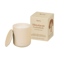 Aery Himalayan Cedarleaf candle and packaging on a white background