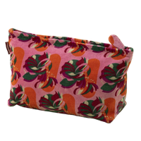 Floral-patterned pouch on a solid background