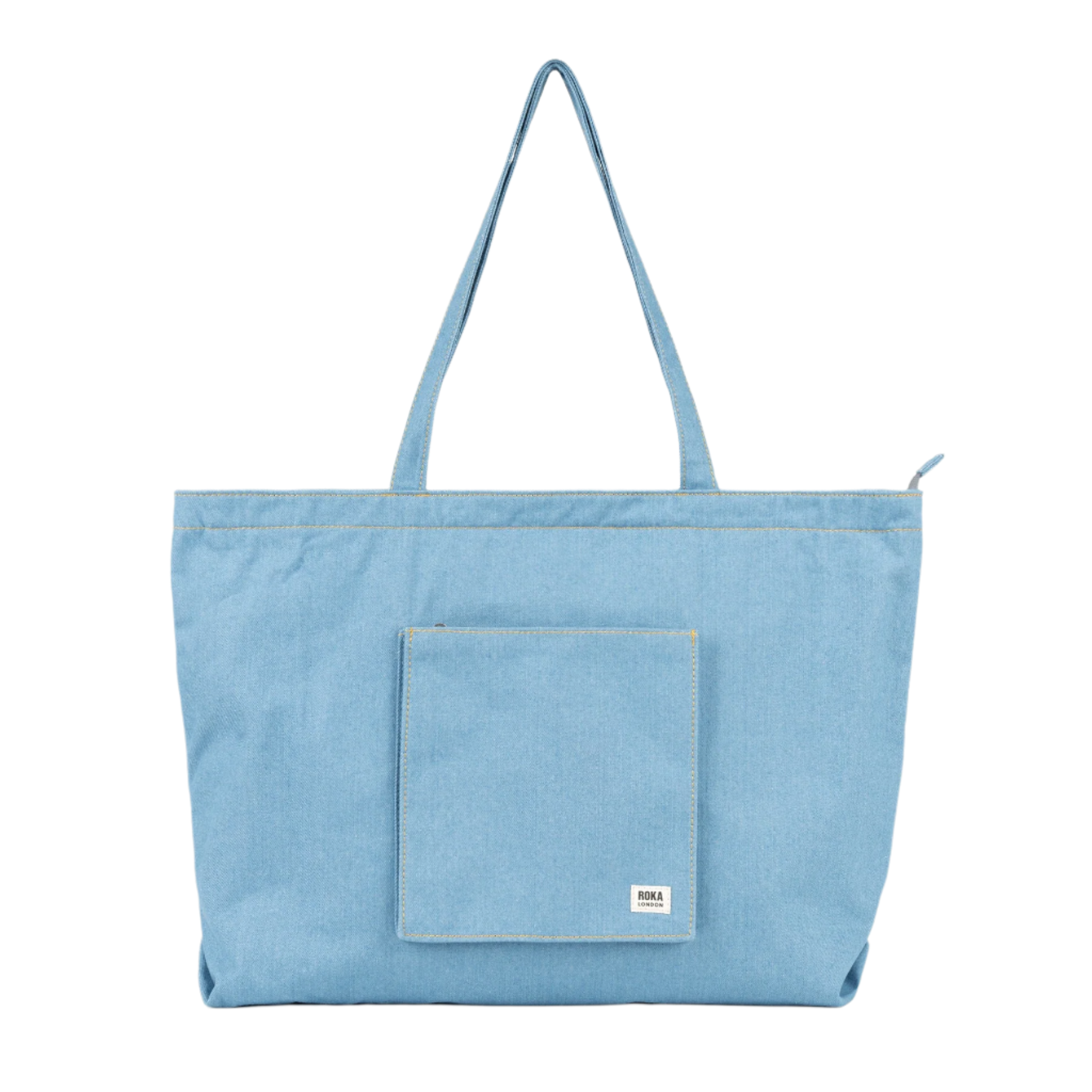 Portobello Bag In Light Wash Denim Cotton Large - Roka London