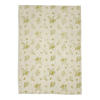 Beige fabric with small green floral pattern on a white background