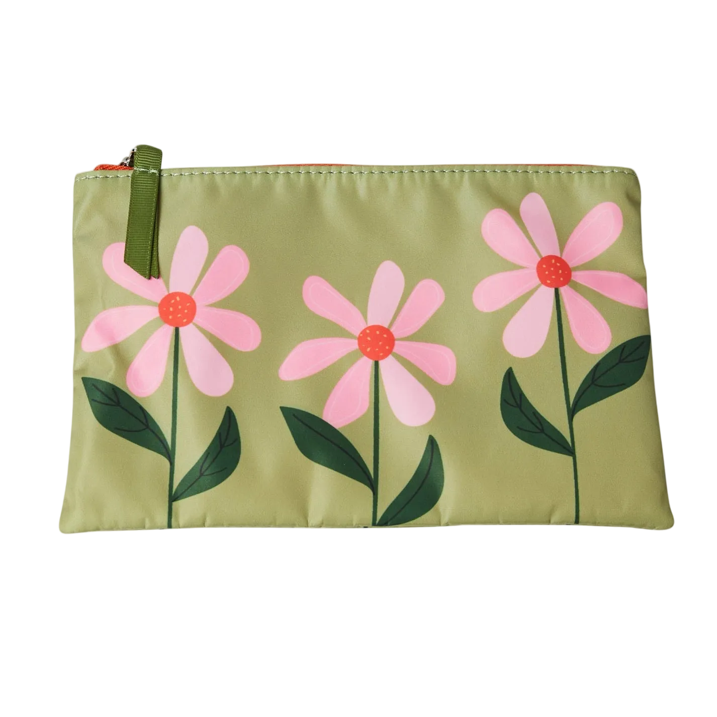 Olive with Pink Flower Pouch - Bellybutton