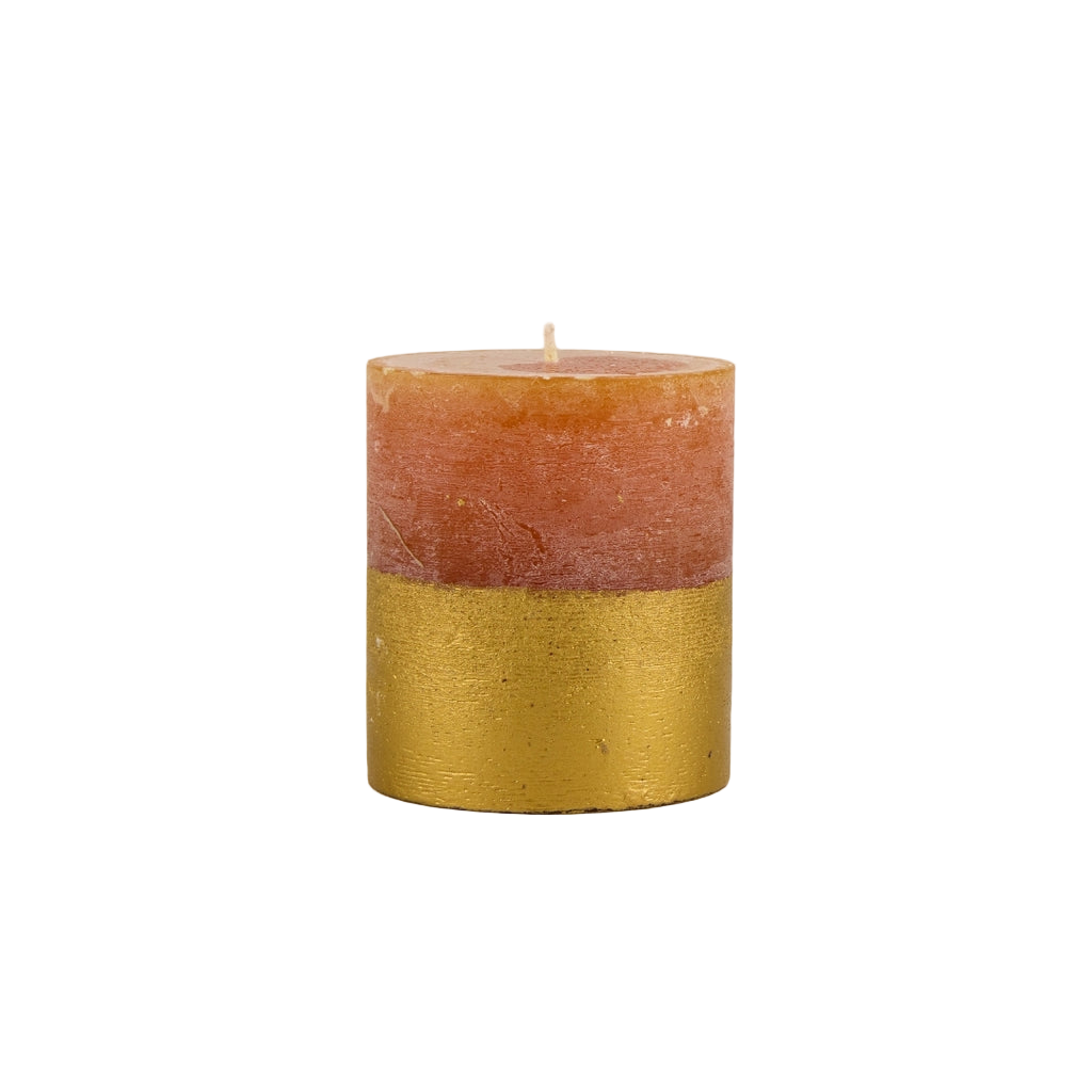 Orange & Cinnamon Gold Half Dipped Pillar Candle - St Eval