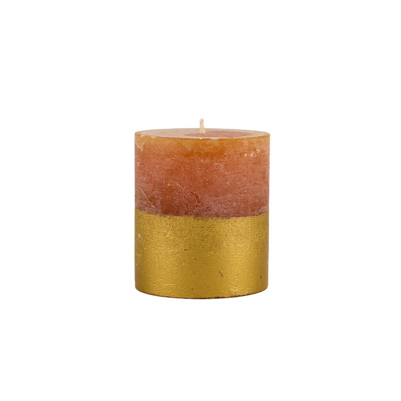 Orange & Cinnamon Gold Half Dipped Pillar Candle - St Eval