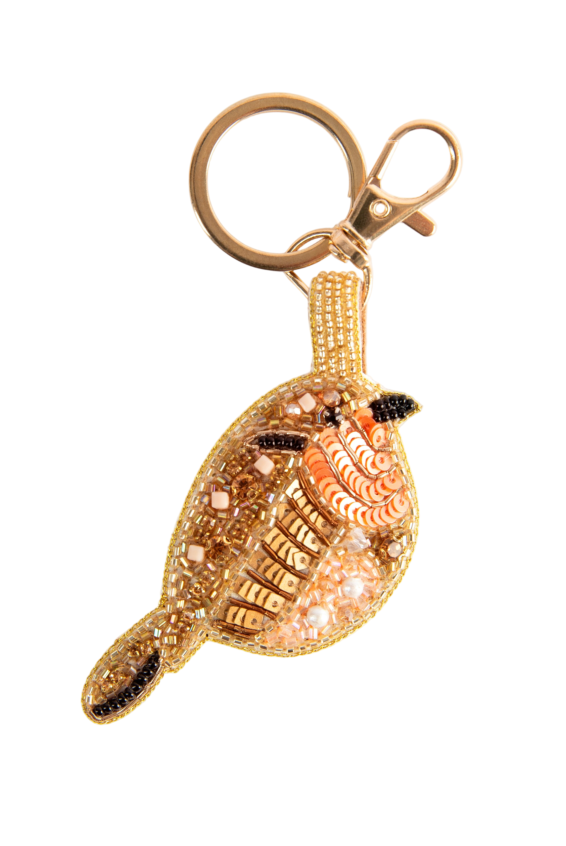 Robin Beaded Keyring - Powder