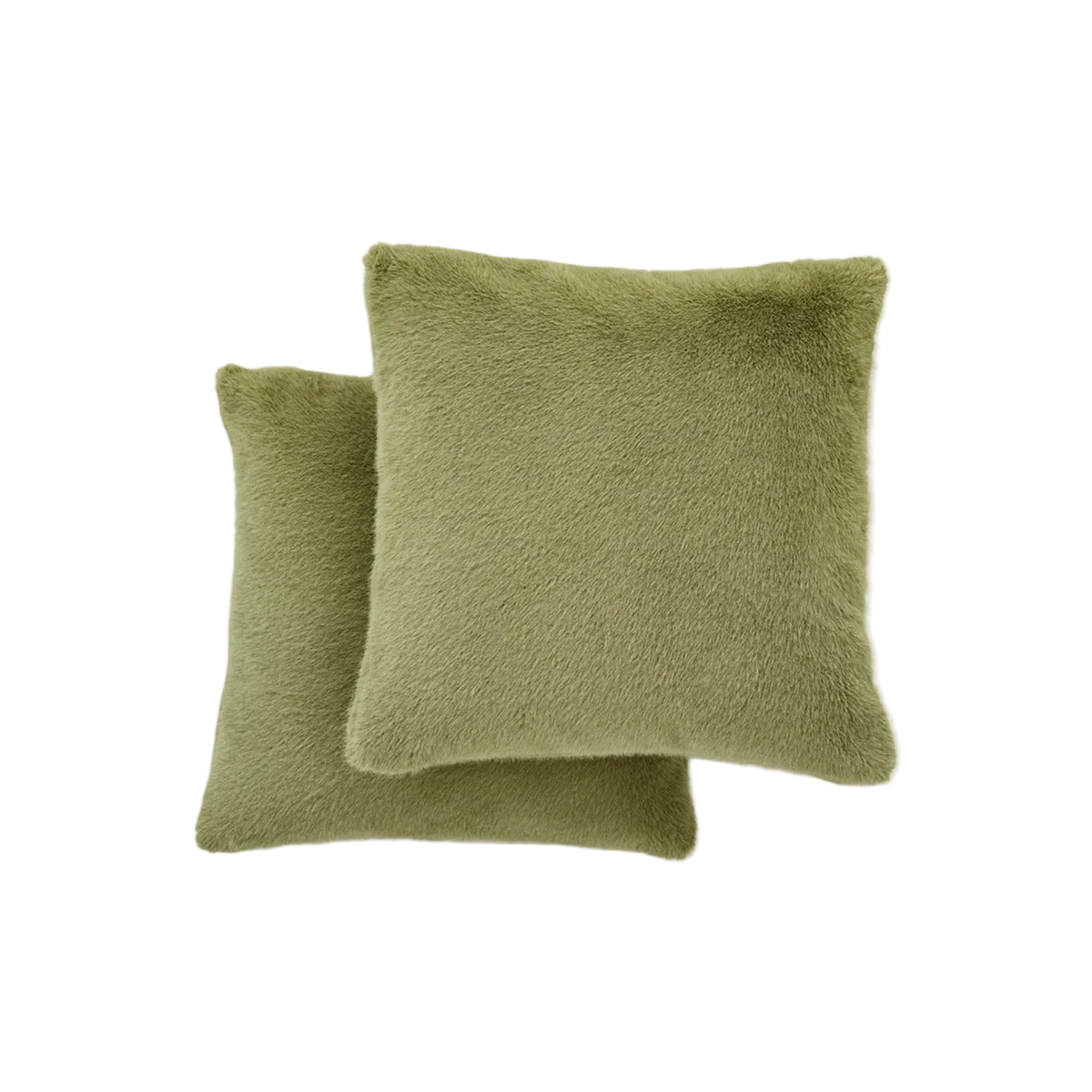 Two green cushions on a white background