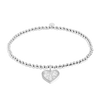 Silver bracelet with a heart-shaped charm on a white background